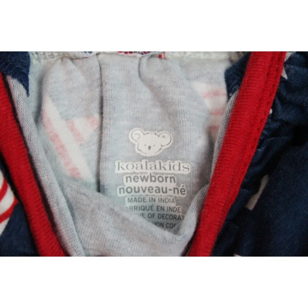 Koala Kids Red White Blue Patriotic 4OJ Ruffle Romper Baby Girls Newborn